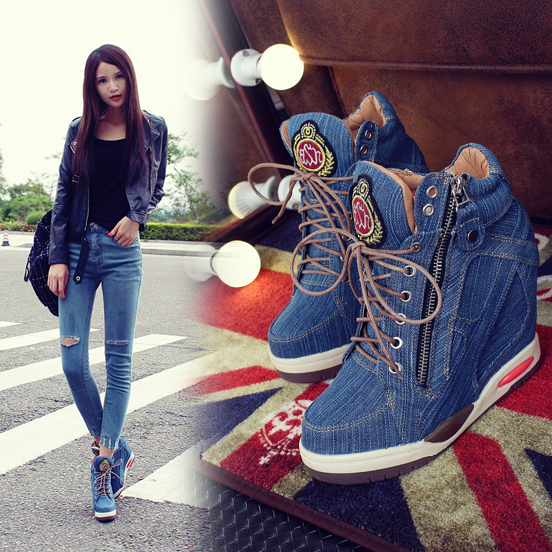 Sneaker Zone - Sneakers Wedges Denim Wanita Ukuran Besar